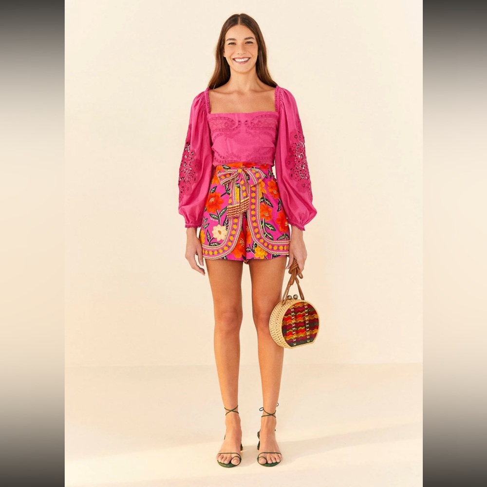 FARM Rio Pink Embroidered Blouse - Picture 4 of 9